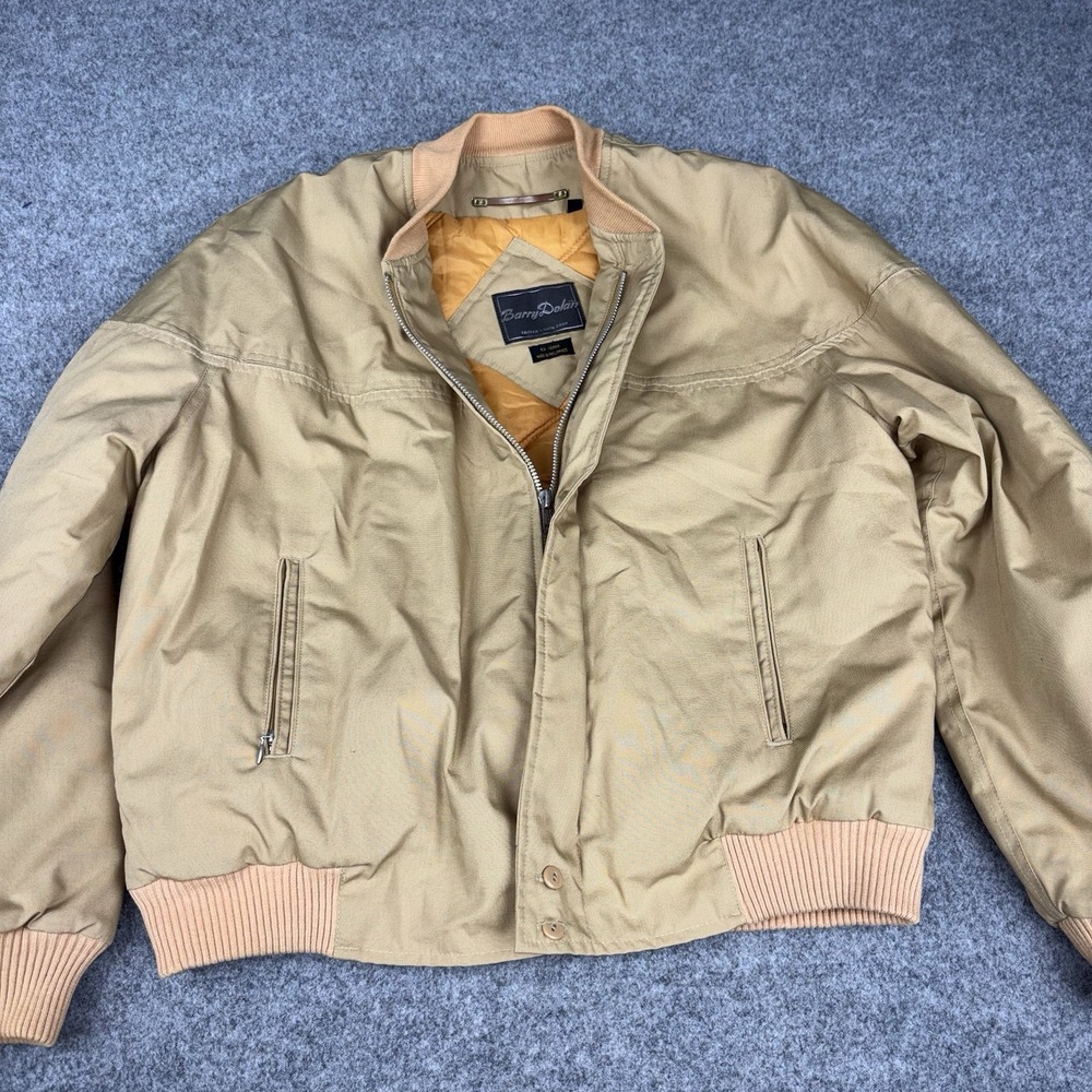 Barry Dolan Bomber Jacket Men's Xl Tan Quilted Lined Full Zip Cotton Blend VTG